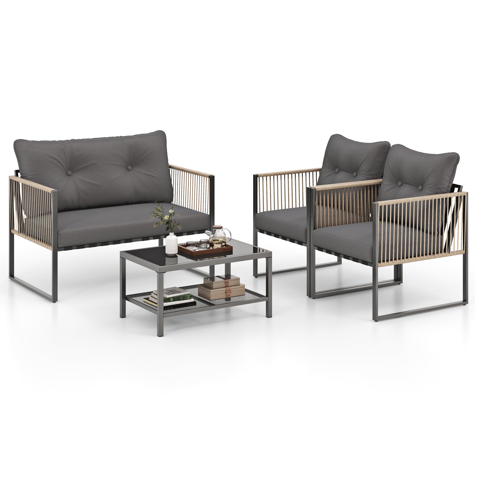 Ensemble de Meubles de Patio Tangkula 4/8 Pièces